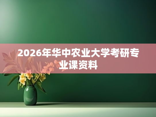 2026年华中农业大学考研专业课资料